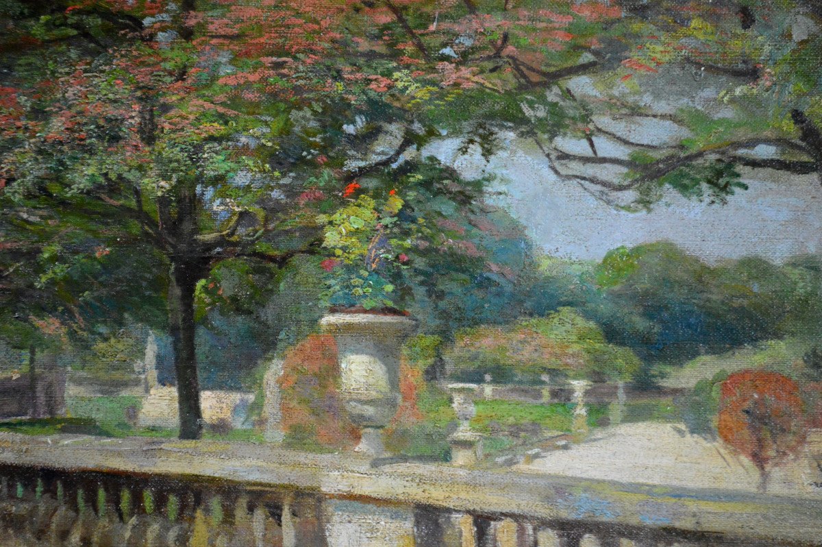 Elie Anatole Pavil 1873-1948. Russian School. "the Luxembourg Garden In Paris."-photo-4