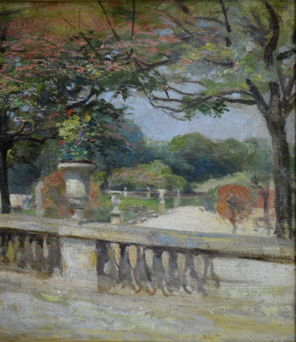 Elie Anatole Pavil 1873-1948. Russian School. "the Luxembourg Garden In Paris."-photo-2