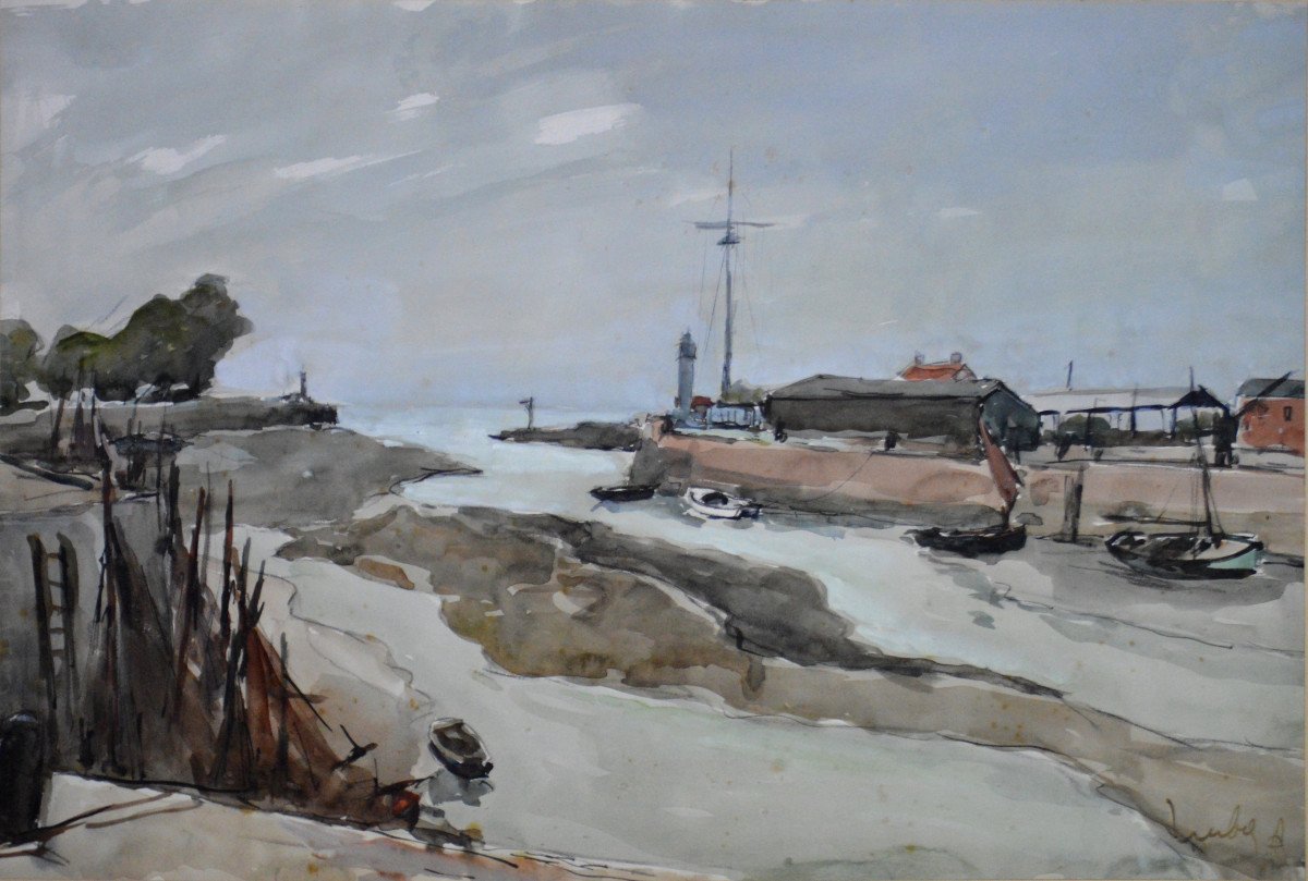 Fernand Herbo 1905-1995. "the Port Of Honfleur."
