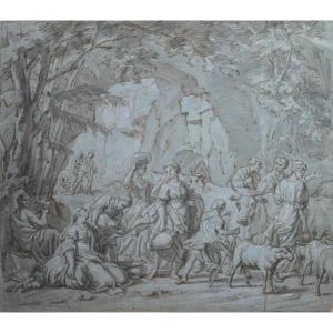 Jean Van Orley 1665-1735. École Flamande. "Scène pastorale."