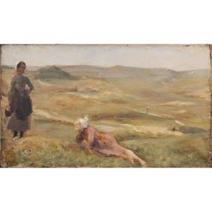 Louise Catherine Breslau 1856-1928. "two Women In A Landscape."