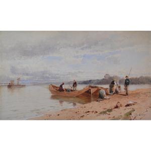 Eugene Ciceri 1813-1890. "return From Fishing."