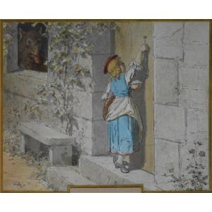 Yan'Dargent 1824-1899.  "Le petit chaperon rouge."