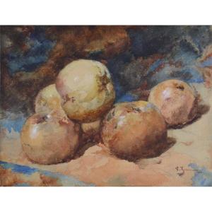 Georges Jeannin 1841-1925.   "Nature morte aux pommes."