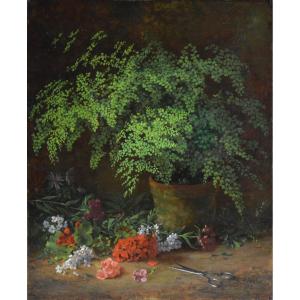 E.Marie, École Française XIXème siècle. "Nature Morte."