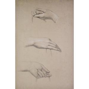 French Ingresque School 19th Century. “study Of Hands.”