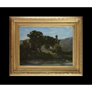 Auguste Anastasi 1820-1889. "Noyers de l'île et Coteau de la Jonchère (Bougival)."