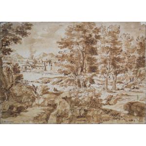 Gaetano Martoriello 1670-1720. Actif à Naples. "Paysage."