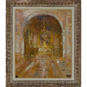 Paul Hurtin 1874-1962. "Autel de Saint-Antoine de Padoue dans l'église de Nyons dans la Drôme."