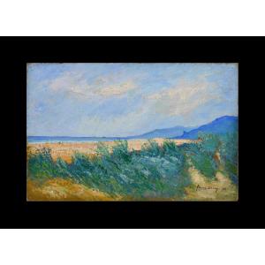 Adrien Dutrey 19ᵉ/20ᵉ siècle. "Vue de la plage d'Houlgate."