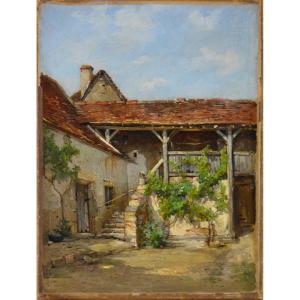 École Française XIXᵉ siècle. "Cour de ferme."