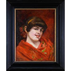  Madrazo. École Espagnole vers 1900. "Portrait de femme." 