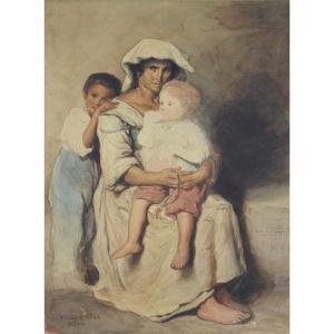 Théodore Valerio 1819-1879. "Mère et enfants."