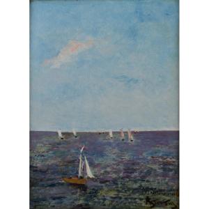 Alfred émile Léopold Stevens 1823-1906. Belgian School. "regatta."