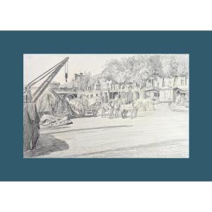 Oswald Heidbrinck 1858/60-1914. "Les quais de Seine devant le Louvre."