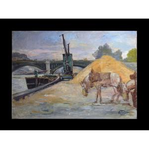 Alphonse Henri Mazard 1865-1939. " Les quais au pont de Sully à Paris."