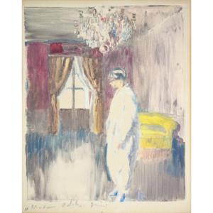 Adrien Désiré Étienne Drian 1885-1961. "Élégante dans son intérieur vers 1920 /1930."
