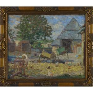 Émile-Marcel Flamant (1896-1975). "Cour de Ferme."