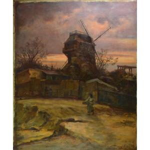 Jules Félix Brien (1871-1945). "Moulin de la Galette à Montmartre."