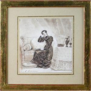 Eugène Deveria (1808–1865). "young Woman In An Interior."