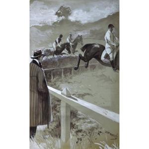 Jack Abeillé (1873-1939). "Au champ de course."