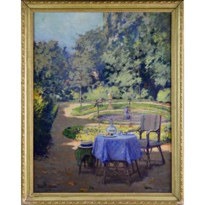 René Charles Louis Debraux 1868-1938. "Le déjeuner au jardin."