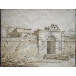 Louis Hippolyte Lebas 1782-1867. "Vue de la porte Angelica à Rome."