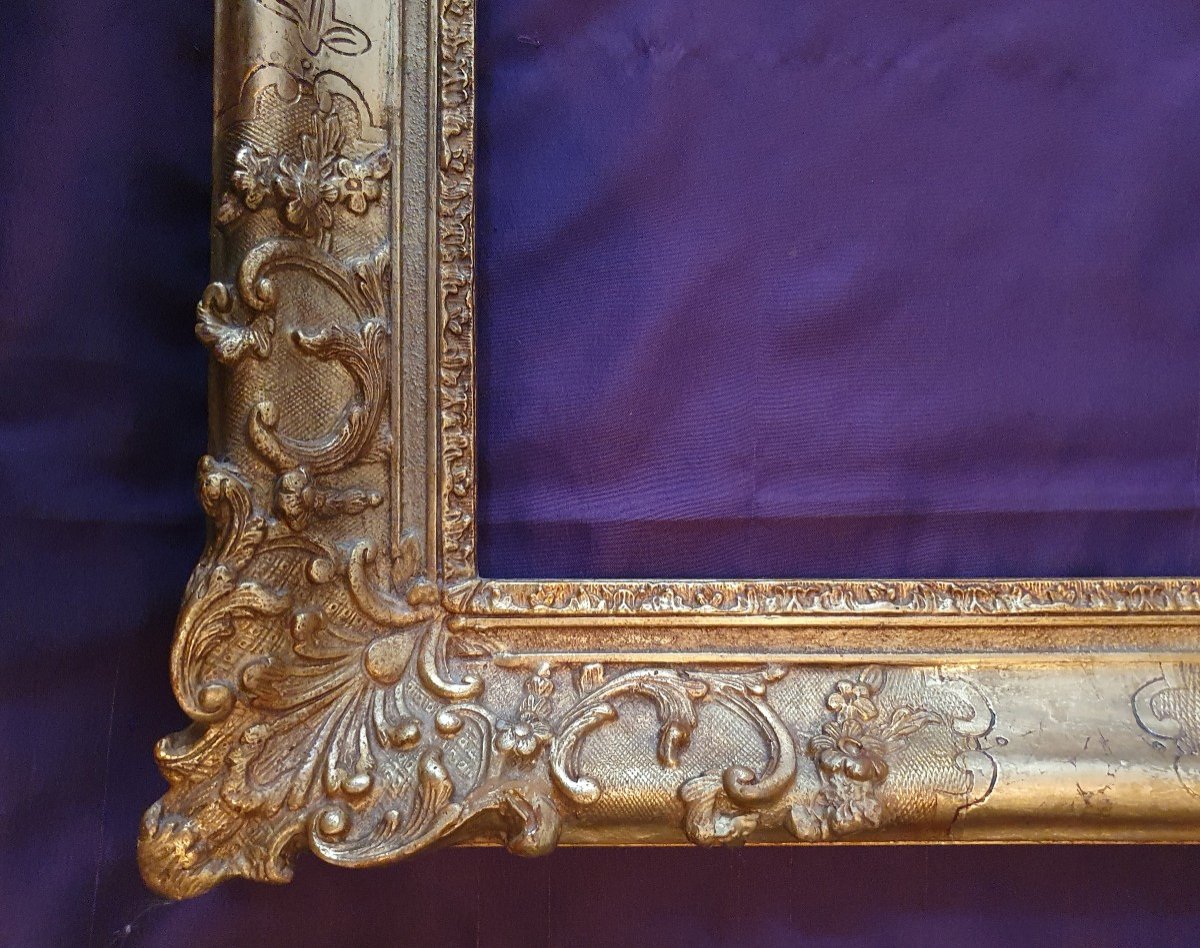 Large Frame Early XX Century, Louis XV Style - Wood And Stuck Gilded With Gold (ref: C22 0012)-photo-4