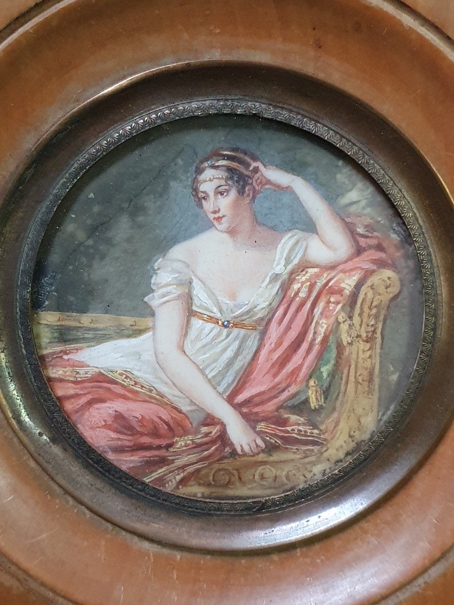 Portrait Of A Lady Of Quality In Miniature On Ivory, Late 18th Century (ref: P23 0002)-photo-2