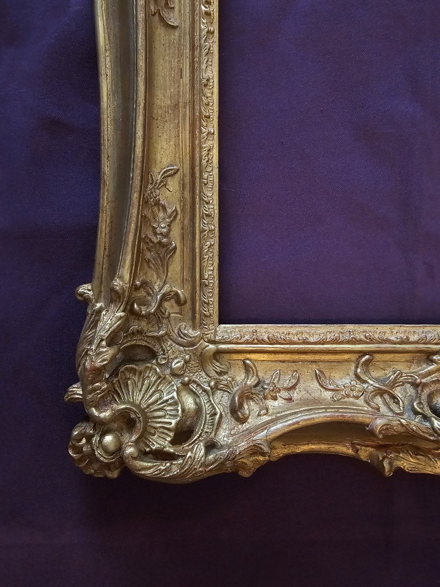 19th Century Wooden Frame, Louis XV, Gilded, Mounted With Keys (c23 0018)-photo-4