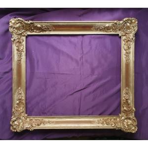 19th Century Louis XV Style Frame - Transition In Wood And Gilded Stucco 20f (c23 0003)