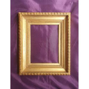 Golden Carved Oak Frame Decorated With Oves And Rows Of Pearls (c23 0010)  4f