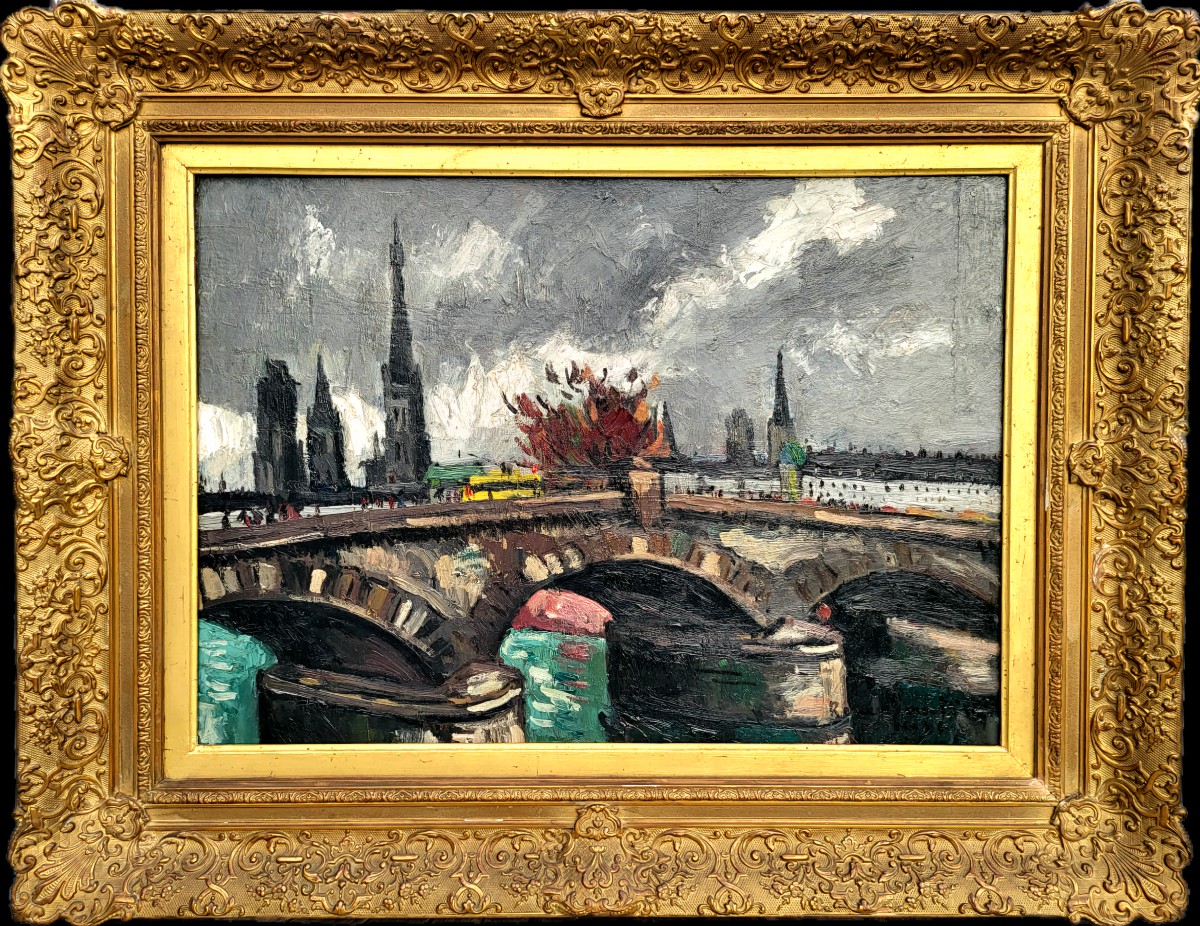  René Sautin (1881-1968) Rouen, The Pierre Corneille Bridge In Grey Weather, Dated 1931