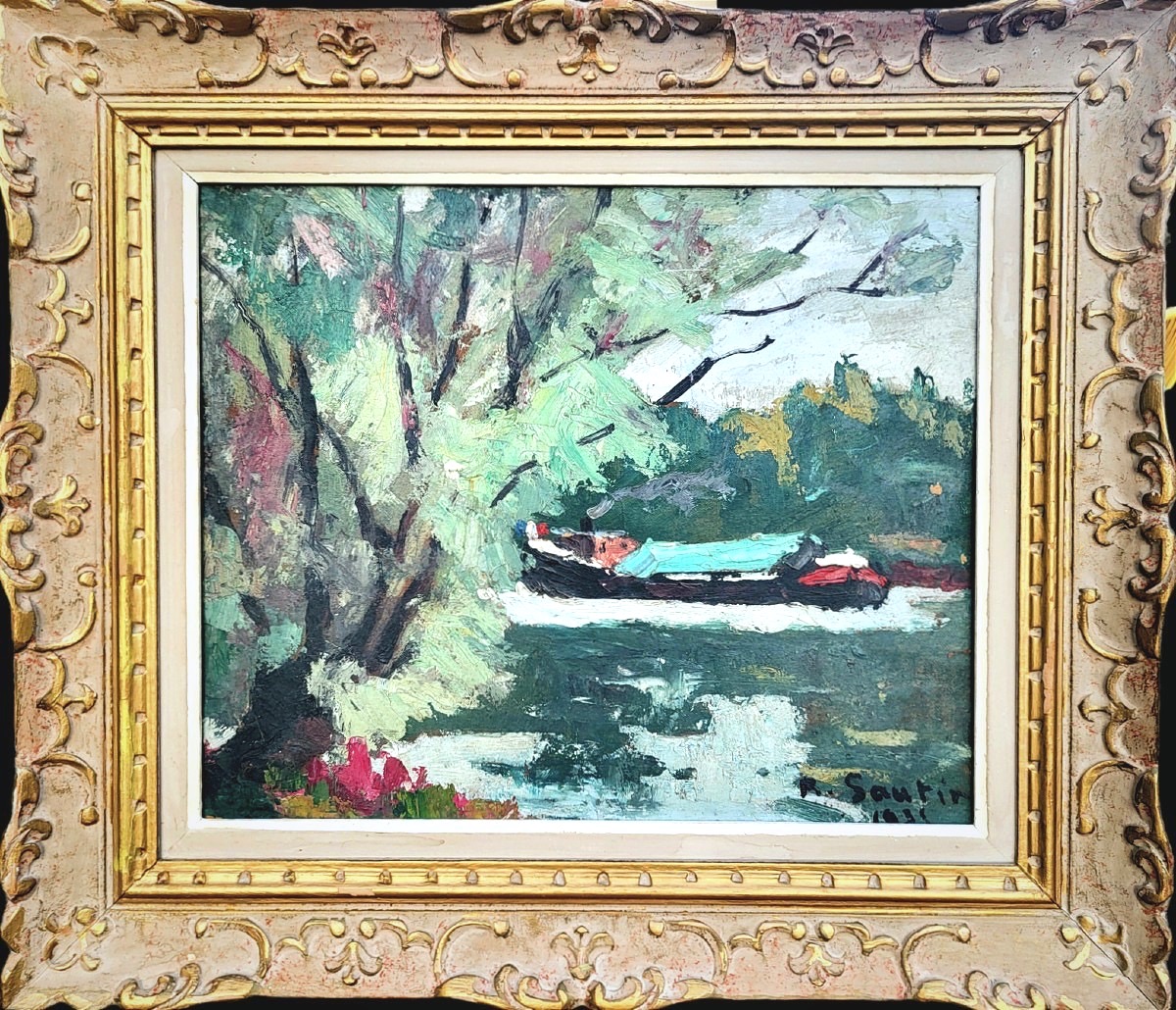Péniche sur la Seine (René Sautin 1881-1968)-photo-2