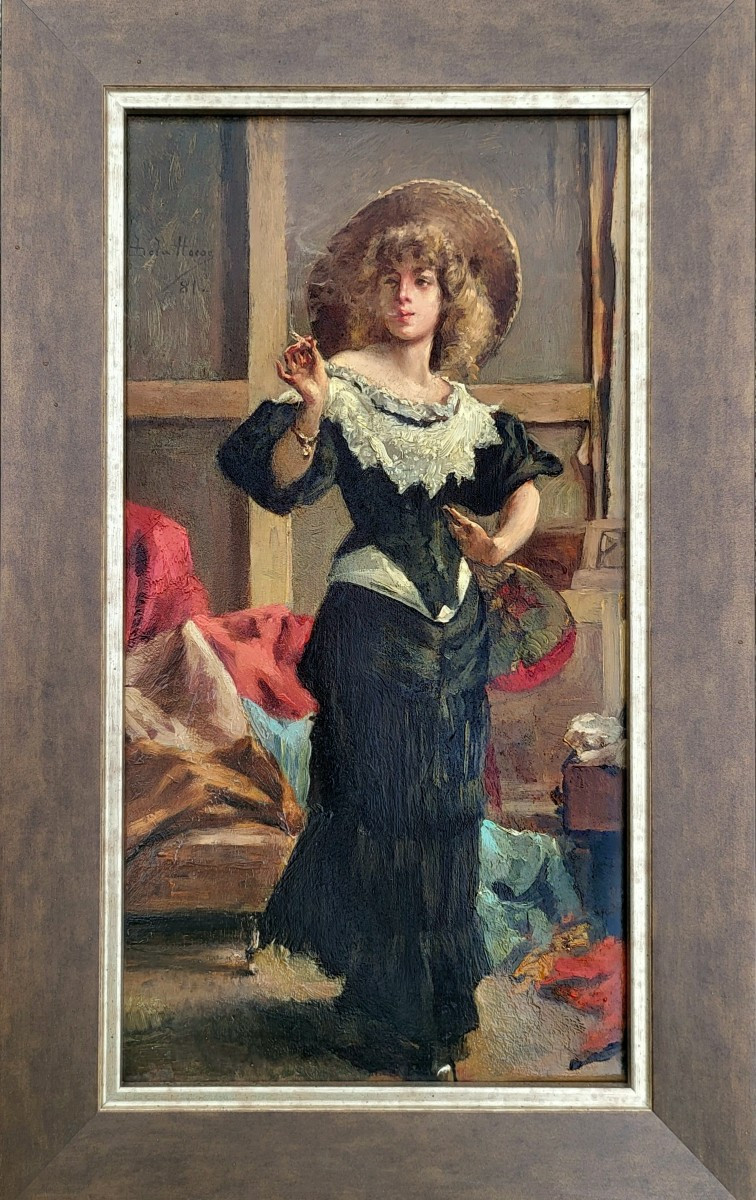 La Fumeuse dans l'atelier  Jean de la Hoese (1846–1917)-photo-4