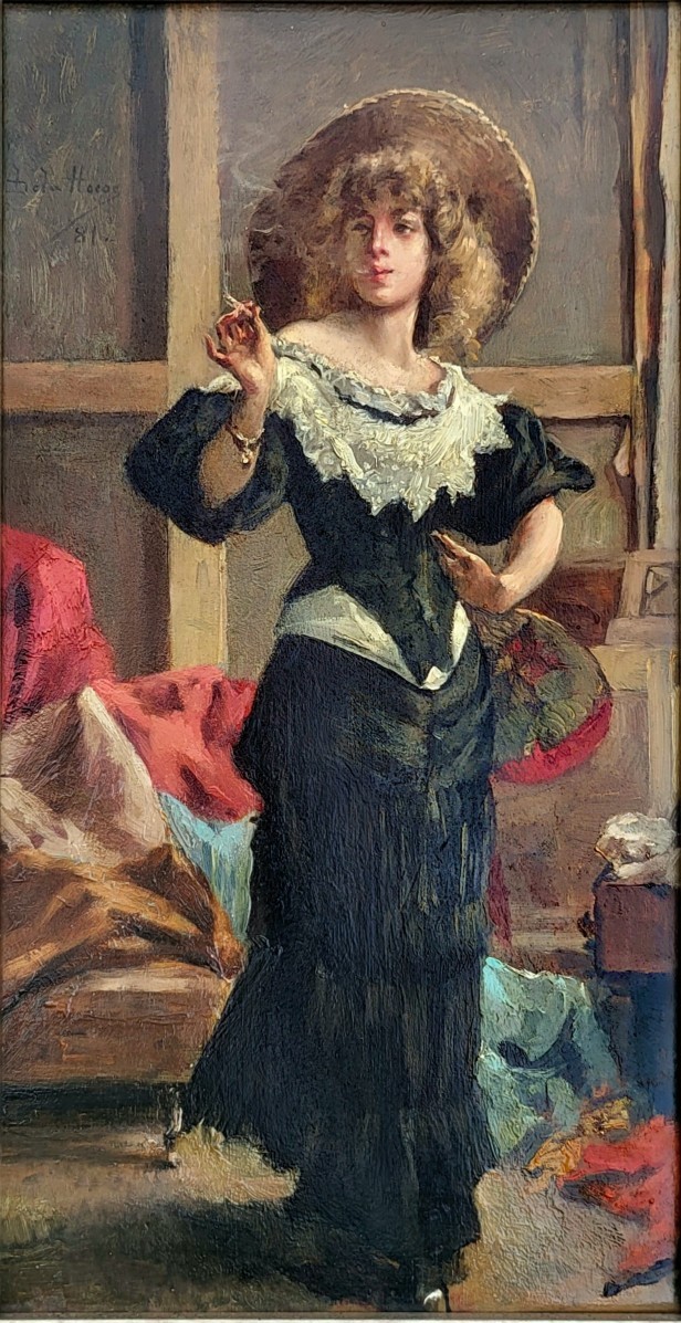 La Fumeuse dans l'atelier  Jean de la Hoese (1846–1917)-photo-3