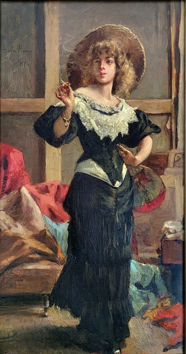 La Fumeuse dans l'atelier  Jean de la Hoese (1846–1917)