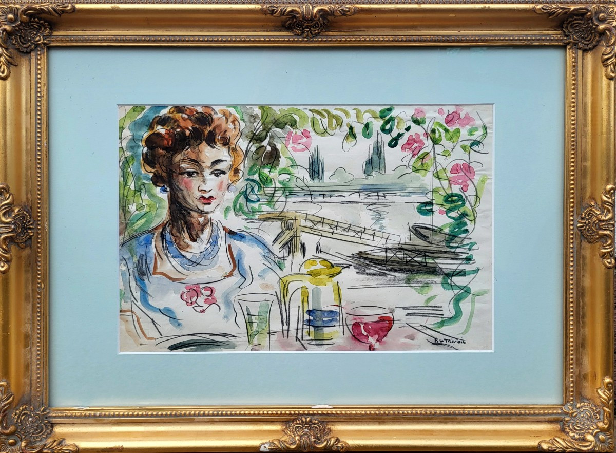 Déjeuner à La Bouille - Pierre Le Trividic (1898-1960)-photo-2