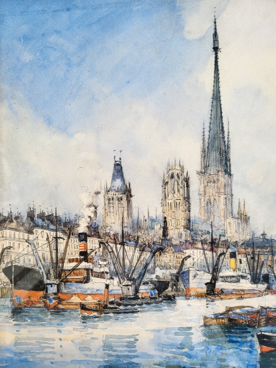 Les Quais de Seine à  Rouen -Frank Will (Nanterre 1900  - Clichy 1950)-photo-4