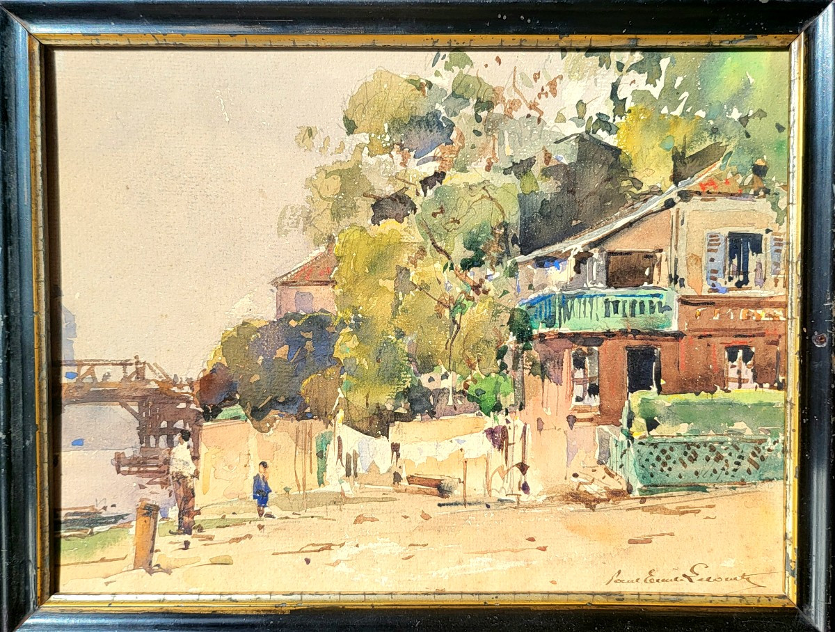 Maisons en bord de fleuve - Paul Emile Lecomte (1877-1950)