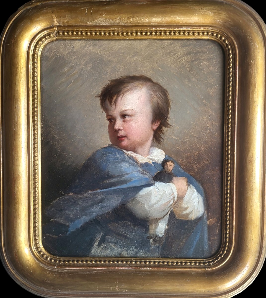 Portrait Of A Young Boy With A Doll Circa 1840