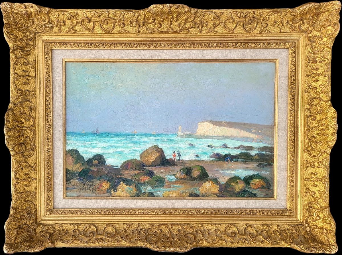 The Beach At Pourville By Narcisse Guilbert (1867-1942)-photo-2
