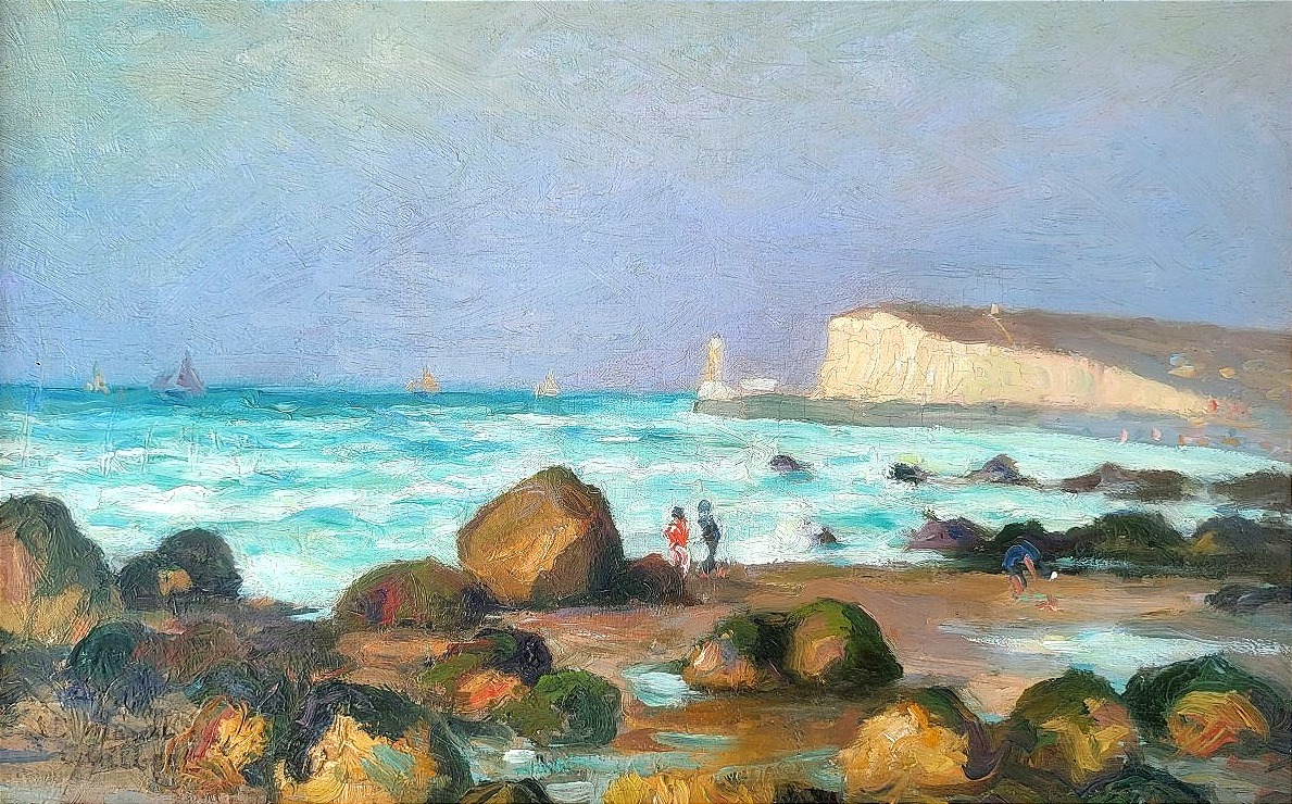 The Beach At Pourville By Narcisse Guilbert (1867-1942)