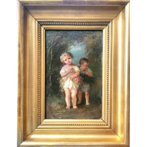 Cueillir l'Innocence Au Détour d'Un Chemin-françois-louis Lanfant De Metz (1814-1892)