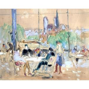 La Guinguette du Cours-la-Reine (Rouen)  Robert Antoine PINCHON (1886-1943)