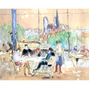 La Guinguette du Cours-la-Reine (Rouen)  Robert Antoine PINCHON (1886-1943)