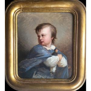 Portrait de jeune garçon à la poupée vers 1840