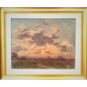 Sunset By Louis Braquaval (1854-1919)