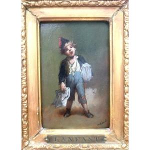 Le jeune vendeur de journaux par  Lanfant de Metz (1814-1892)