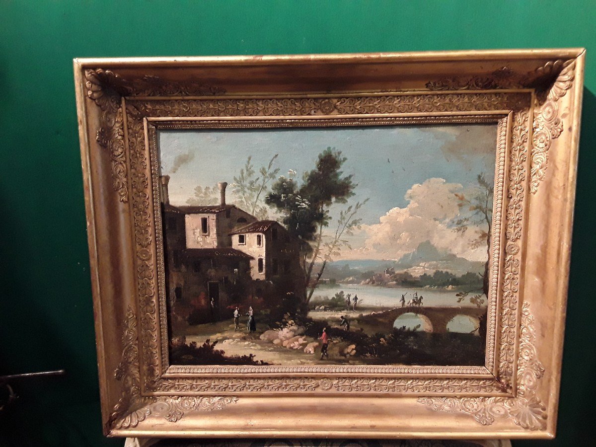 Venetian School From The Early 18th Century Landscape Countryside In Veneto Oil On Canvas